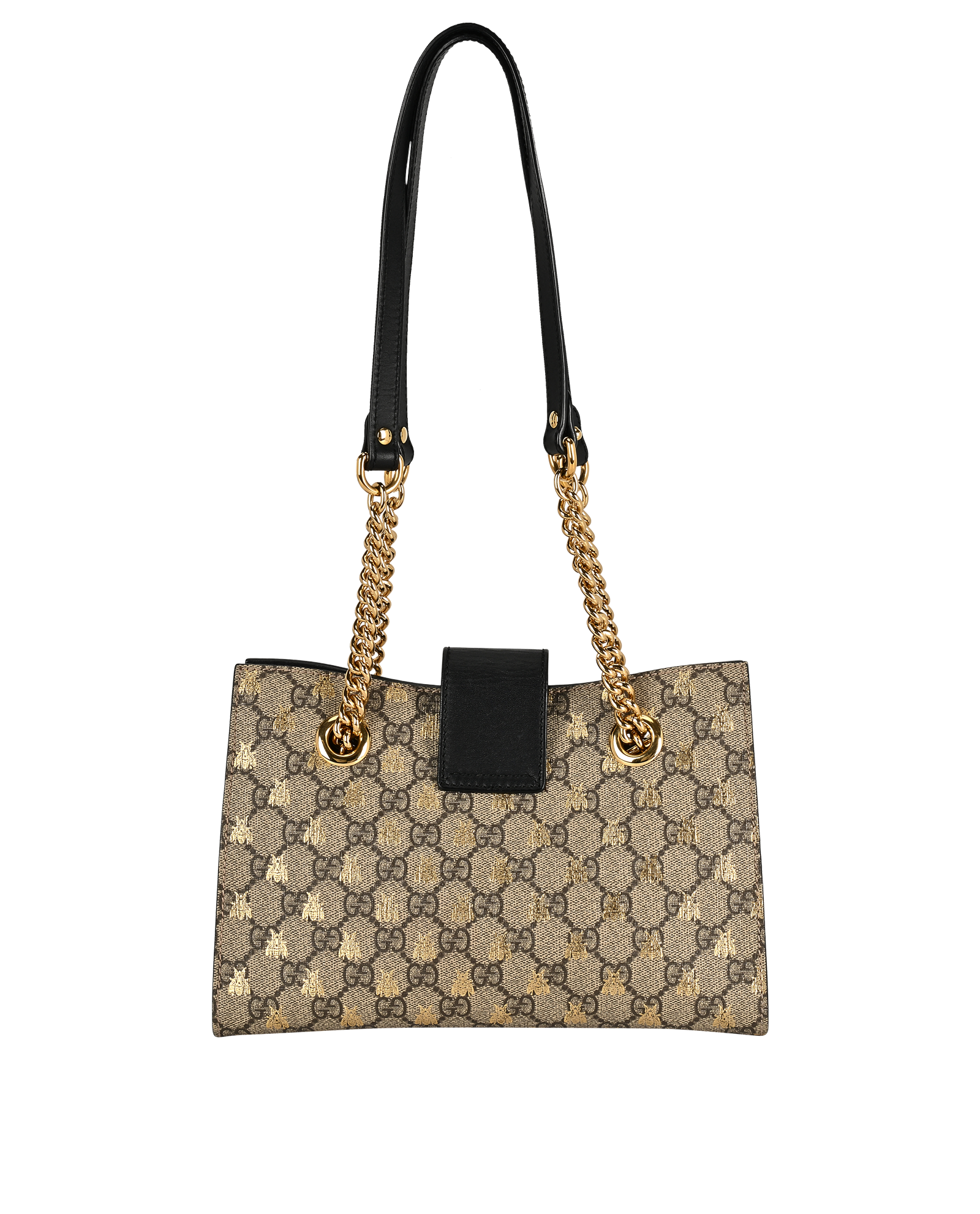 GG Supreme Bee Shoulder Bag, &pound;850, Handbags, Beige/Black, Canvas/Leather, Back view